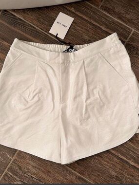 GREY LAB White Faux Leather High-Waist Shorts